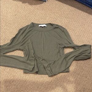 Olive Green Women's cropped Long Sleeve Top